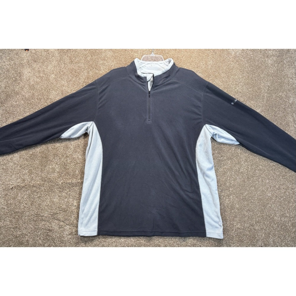 Columbia Sweater Men's Size XXL Black Gray Fleece‎ 1/4 Zip Logo Outdoor
